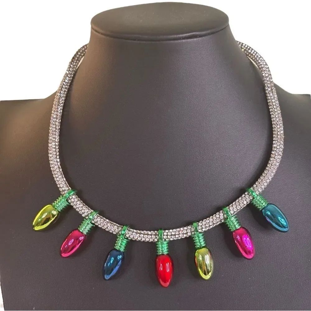 Gorgeous Colorful Crystal Mesh Holiday Light Necklace